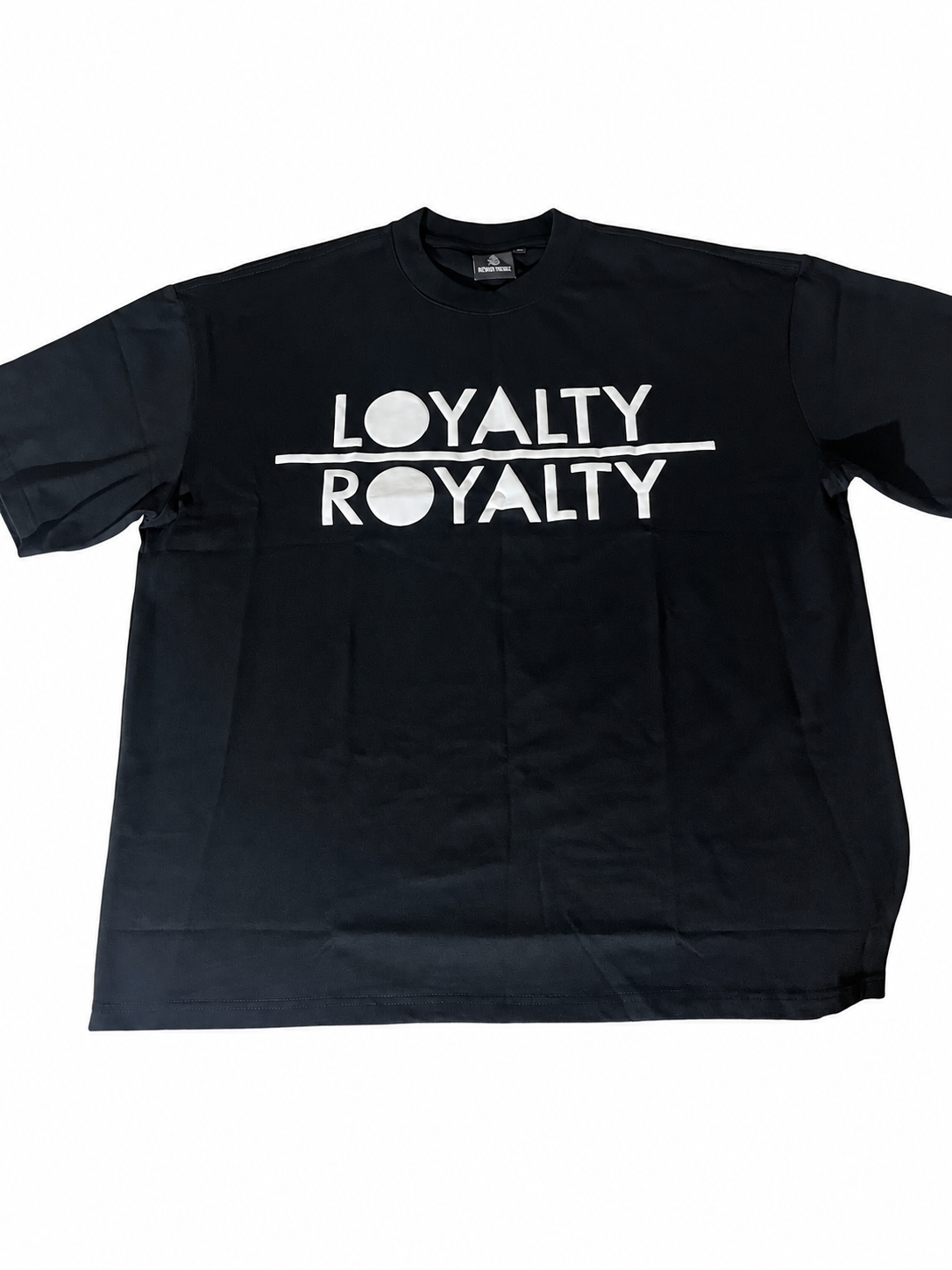 NewishTrendz black Loyalty Over Royalty T-shirt, front view