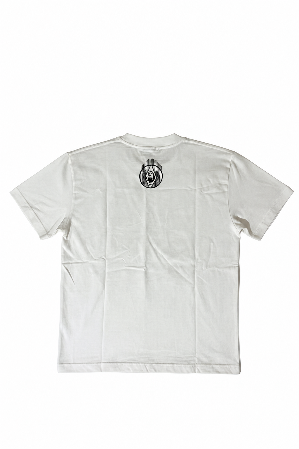 NewishTrendz white T-shirt, back emblem